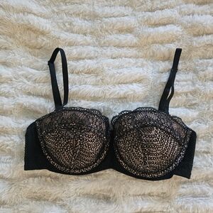 Victoria's Secret Black Lace Balconet Bra 32C